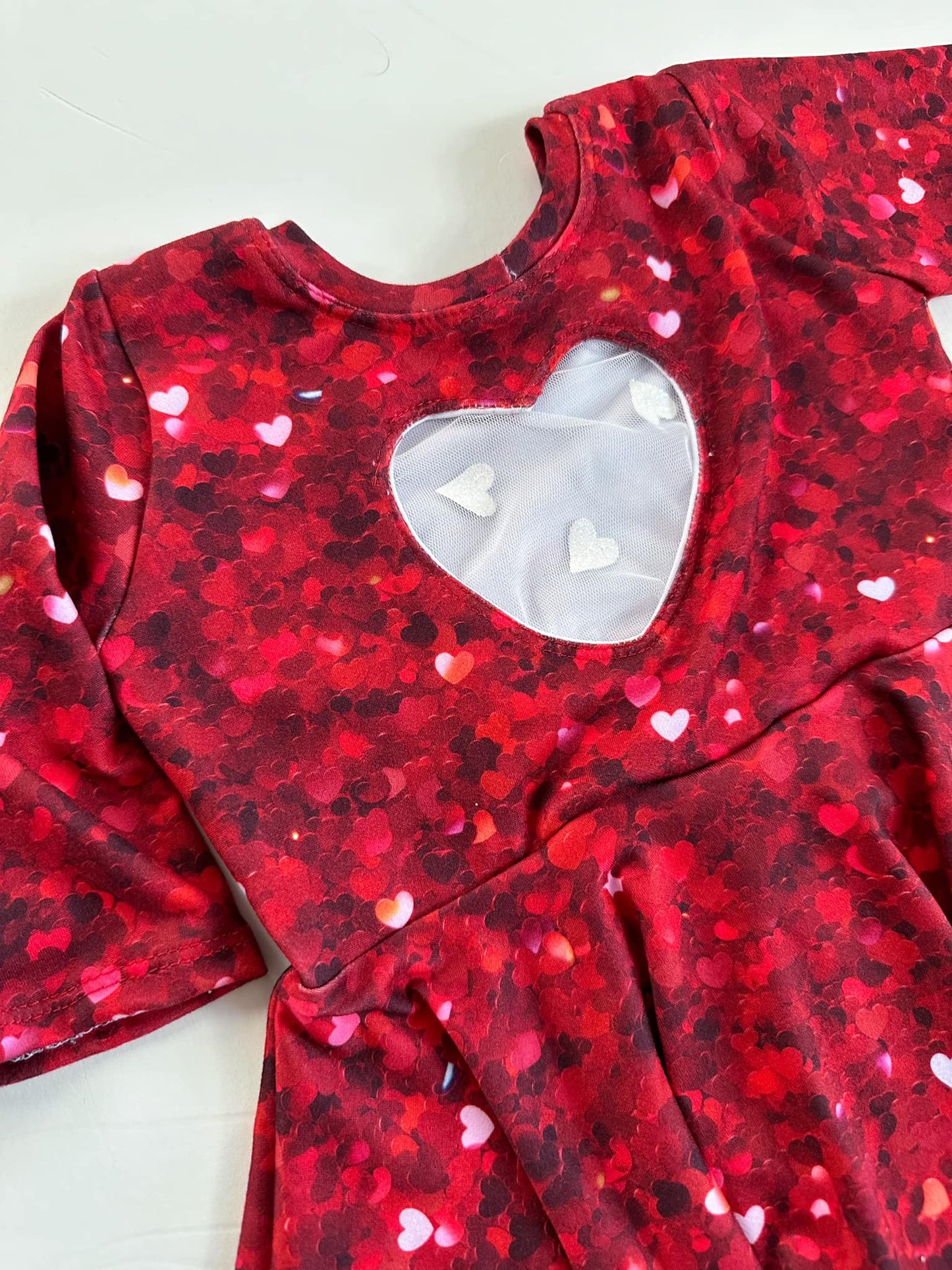 Twirl Peplum with Tulle Heart Cut Out