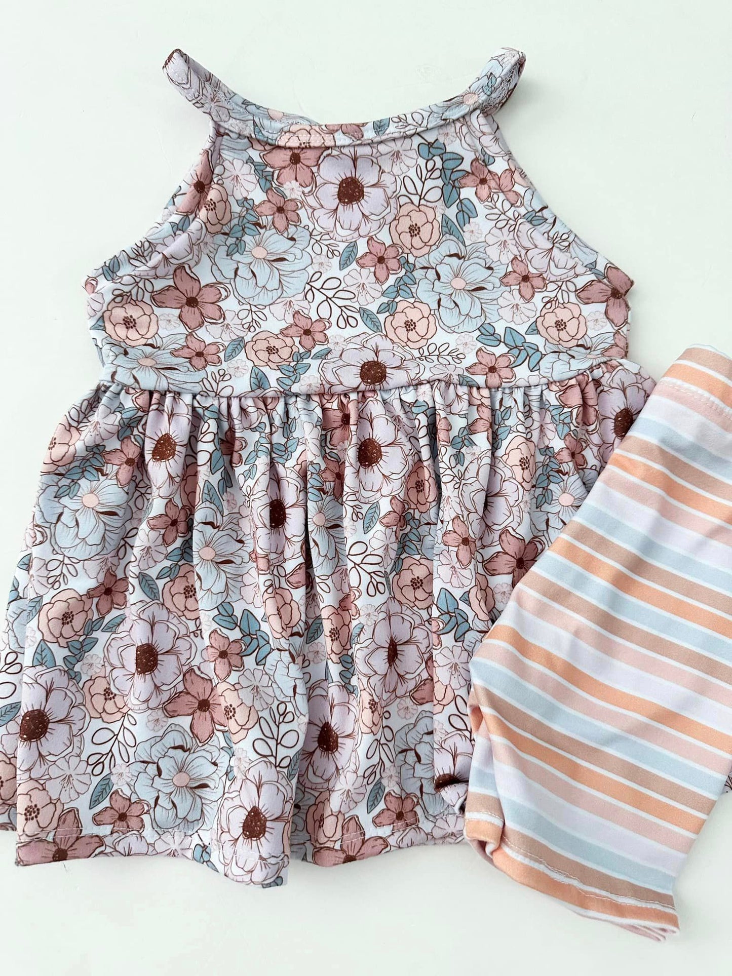 Floral Nova Peplum and Bikers Set