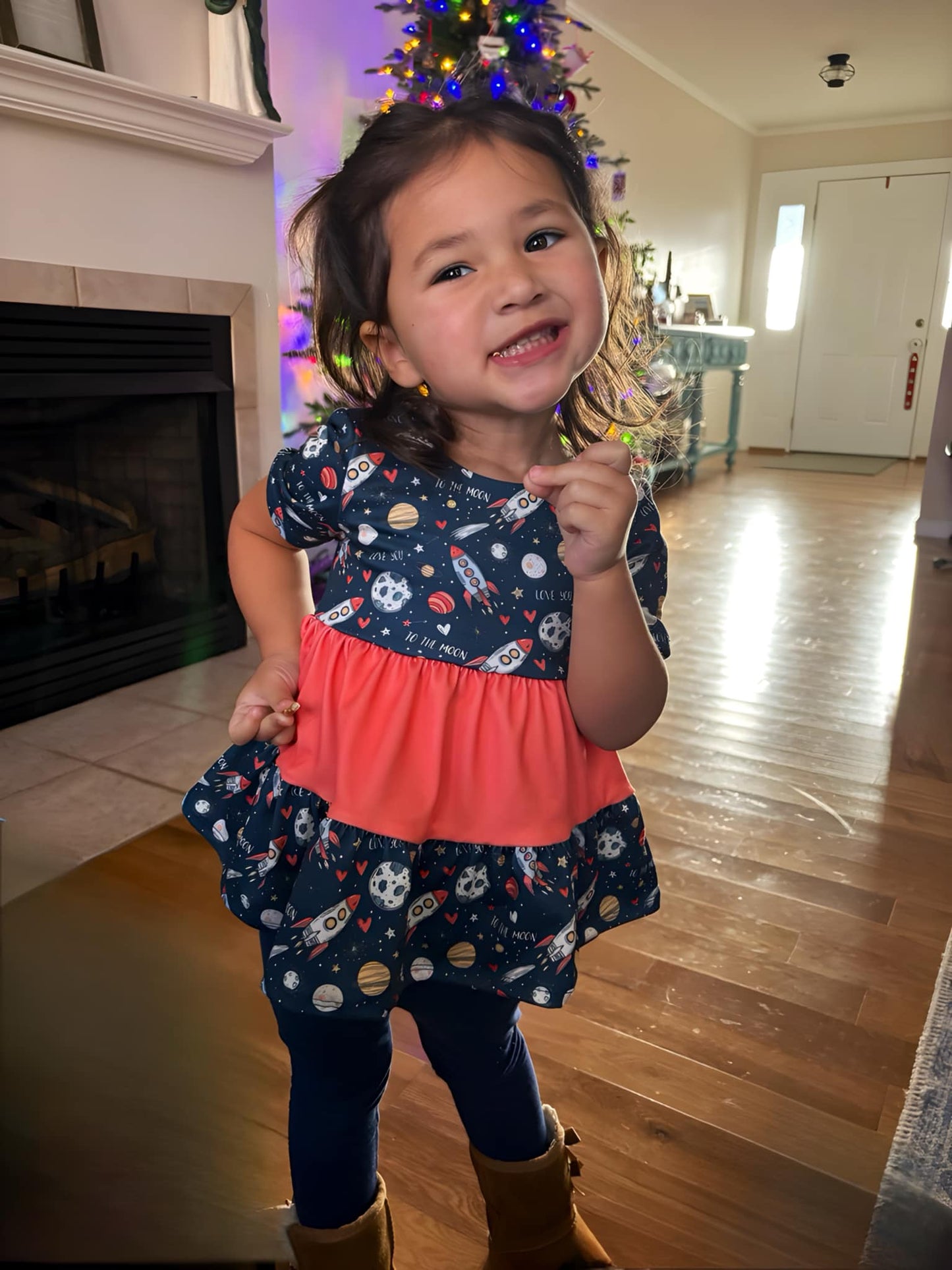 Love You To The Moon Tiered Magnolia Peplum