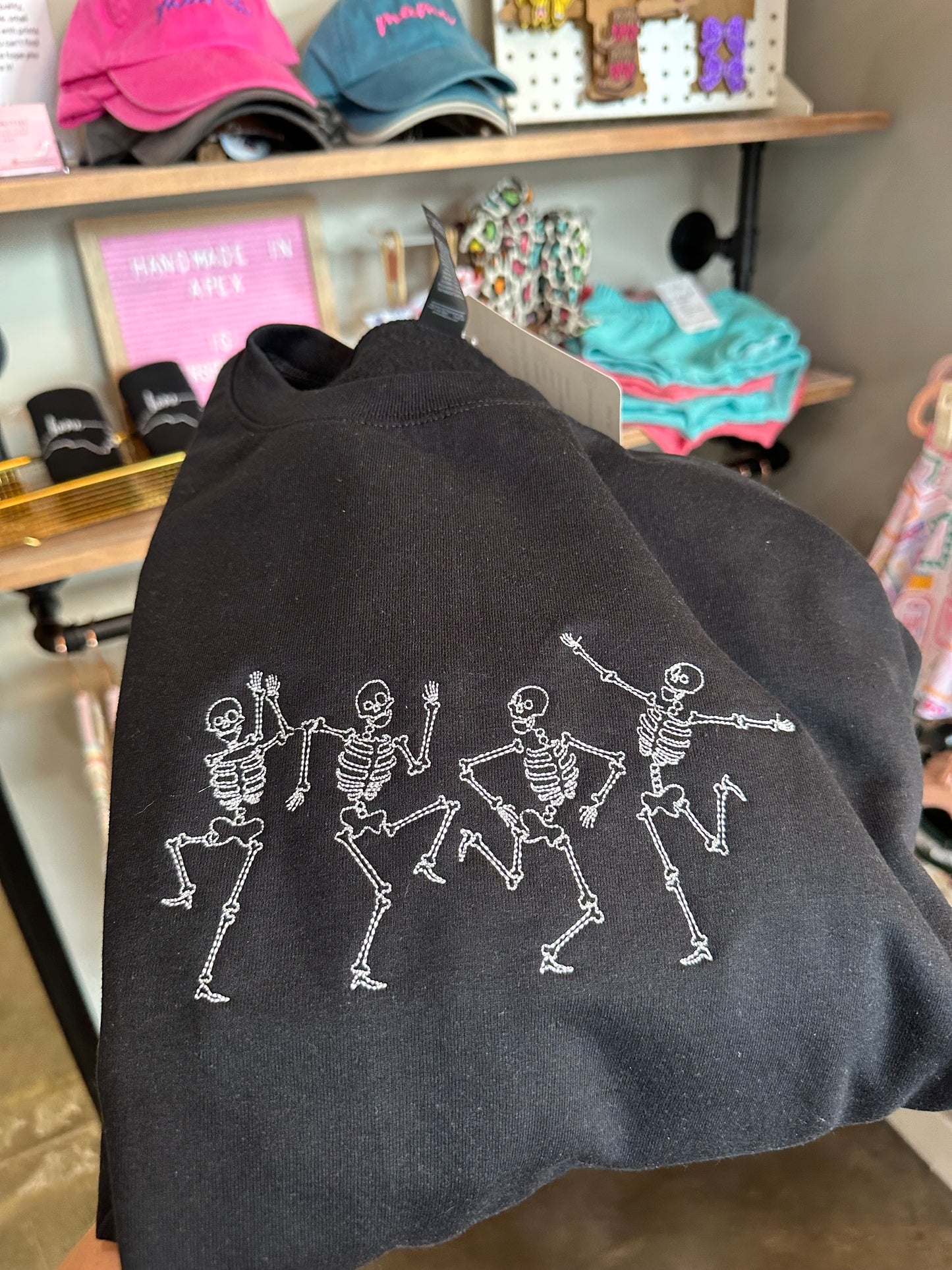 Four Dancing Skeletons Embroidered Sweatshirt