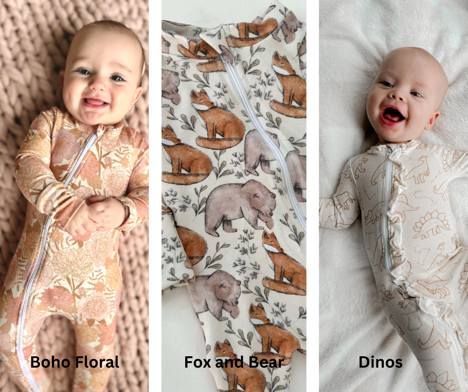 Boho Floral / Fox and Bear / Dino Bamboo Cotton Zippy