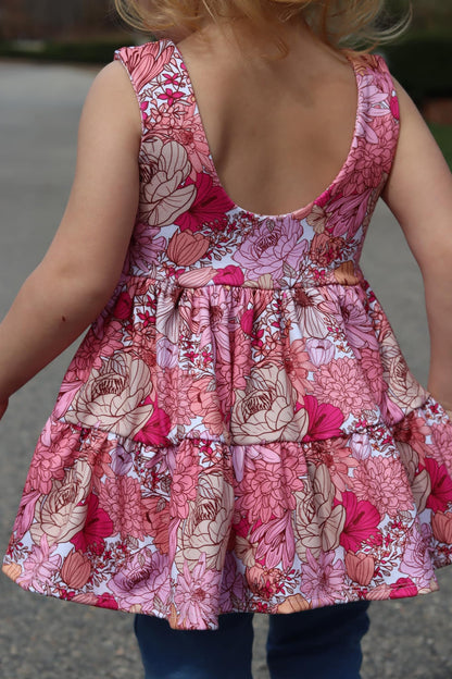 Tiered Magnolia Peplum in Boho Floral