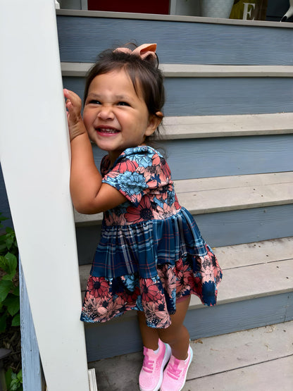 Plaid and Floral Tiered Magnolia Peplum