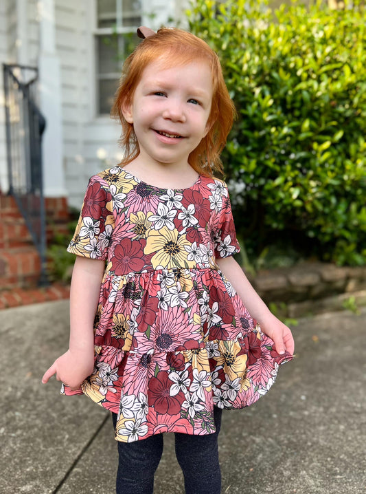 Floral Tiered Magnolia Peplum
