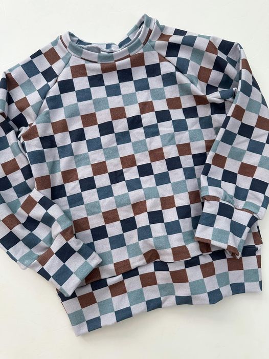 Cozy French Terry Sweatshirt in Checks