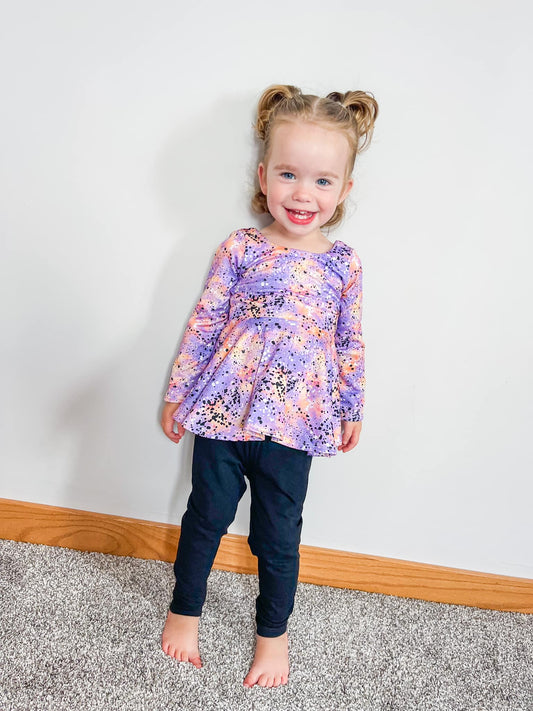 Purple Splatter Twirl Peplum