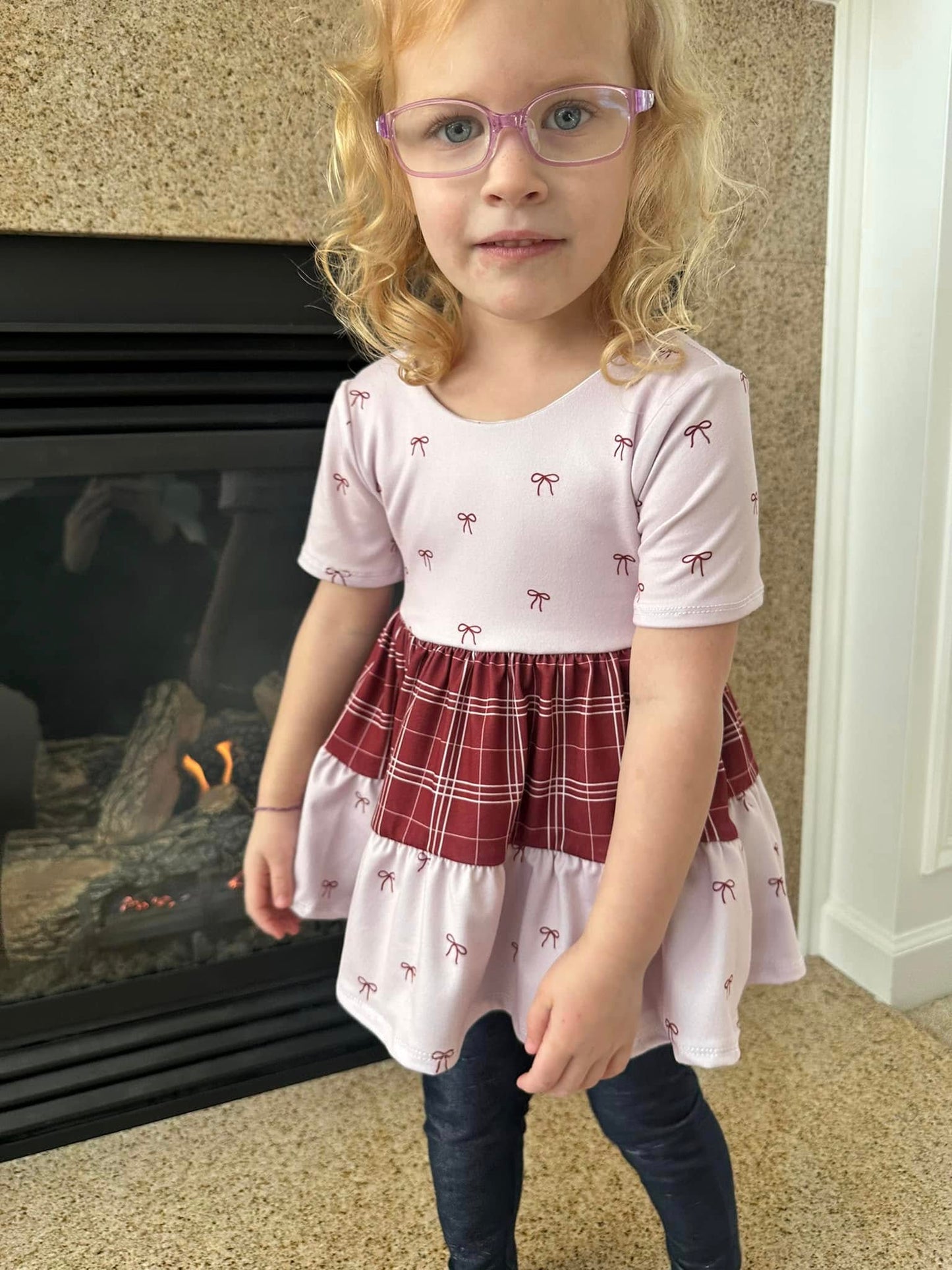 Bows and Plaid Tiered Magnolia Peplum