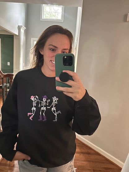 Dancing Western Skeletons Embroidered Sweatshirt