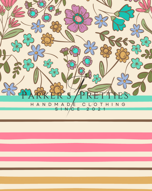 Floral and Coordinating Stripe- Pick your style